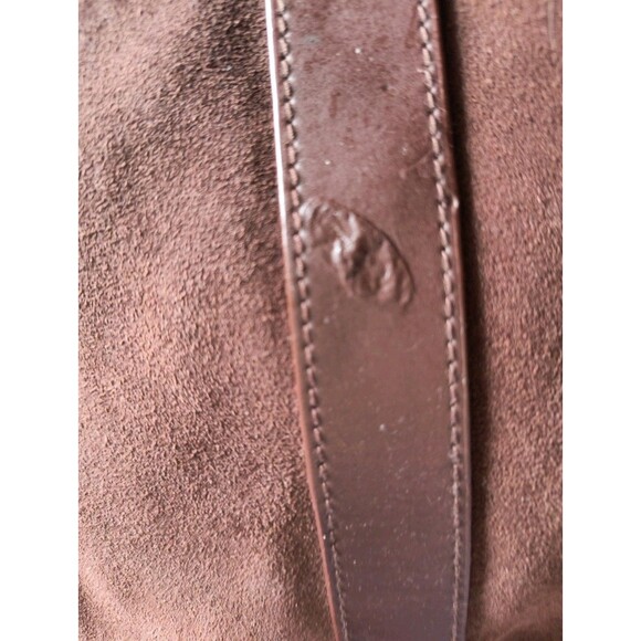 Bath and Body Works Brown Genuine Suede Leather Gold Hardware Purse Bag Tote - Picture 6 of 7